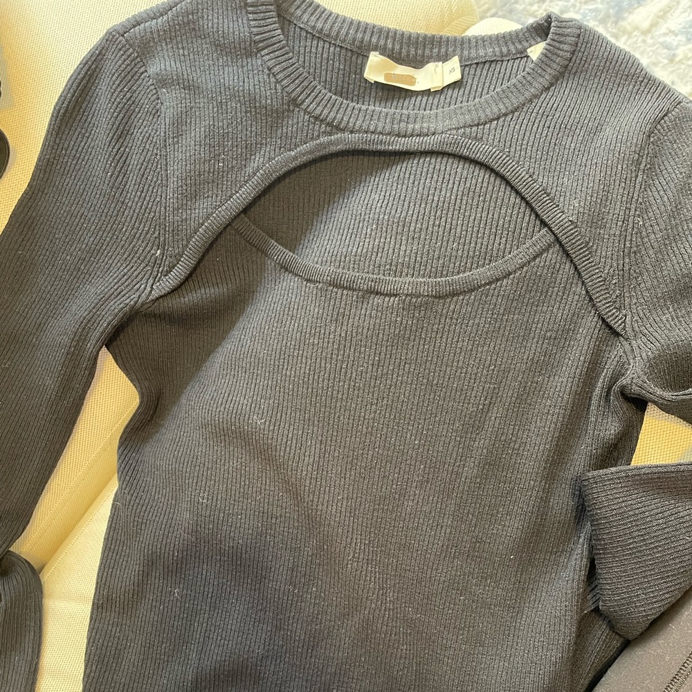 A.L.C. Rib knot black cut out sweater